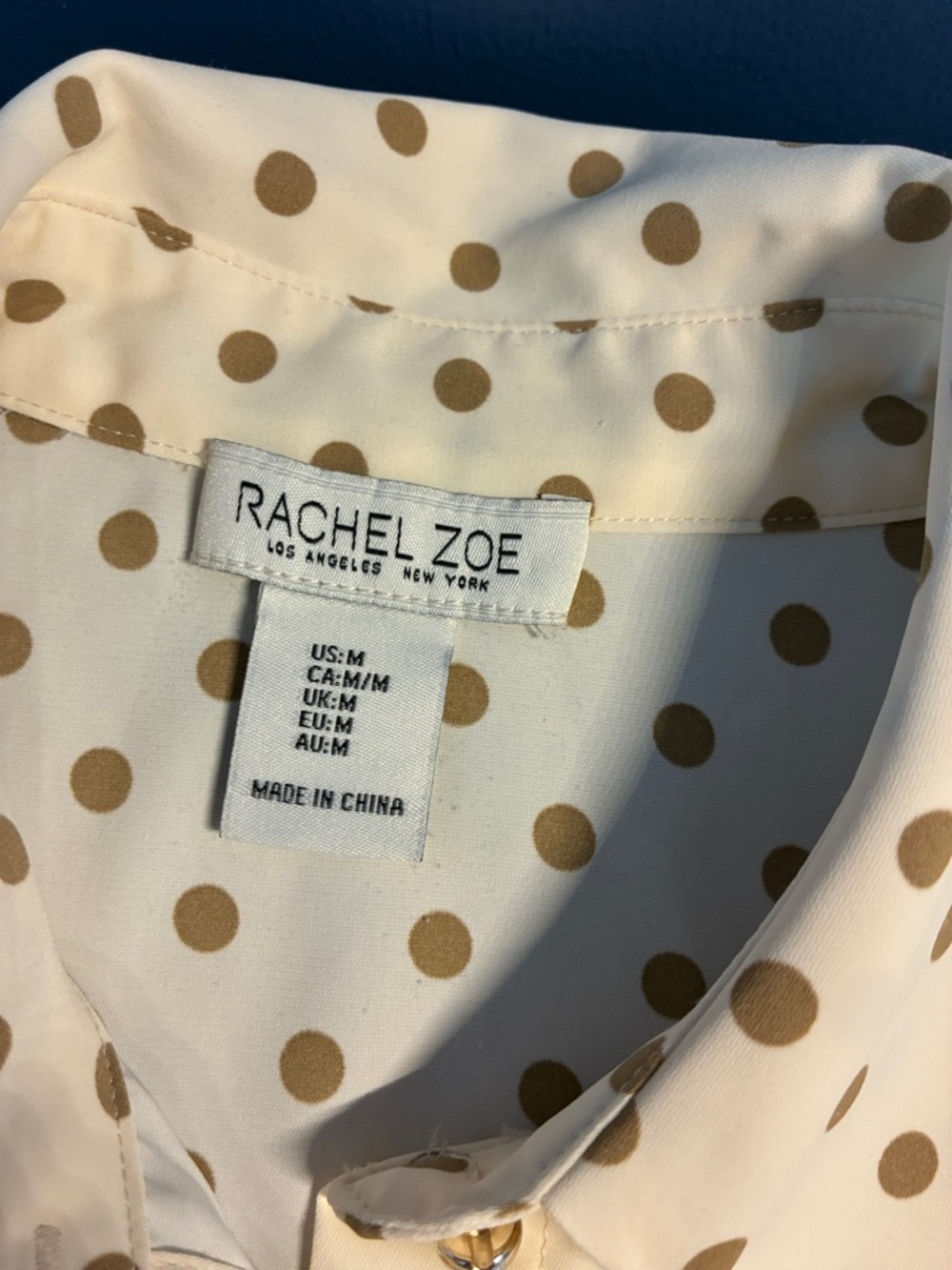 Rachel Zoe Sleeveless Cream and Brown Polka Dot Button-Up Top - Picture 5 of 6